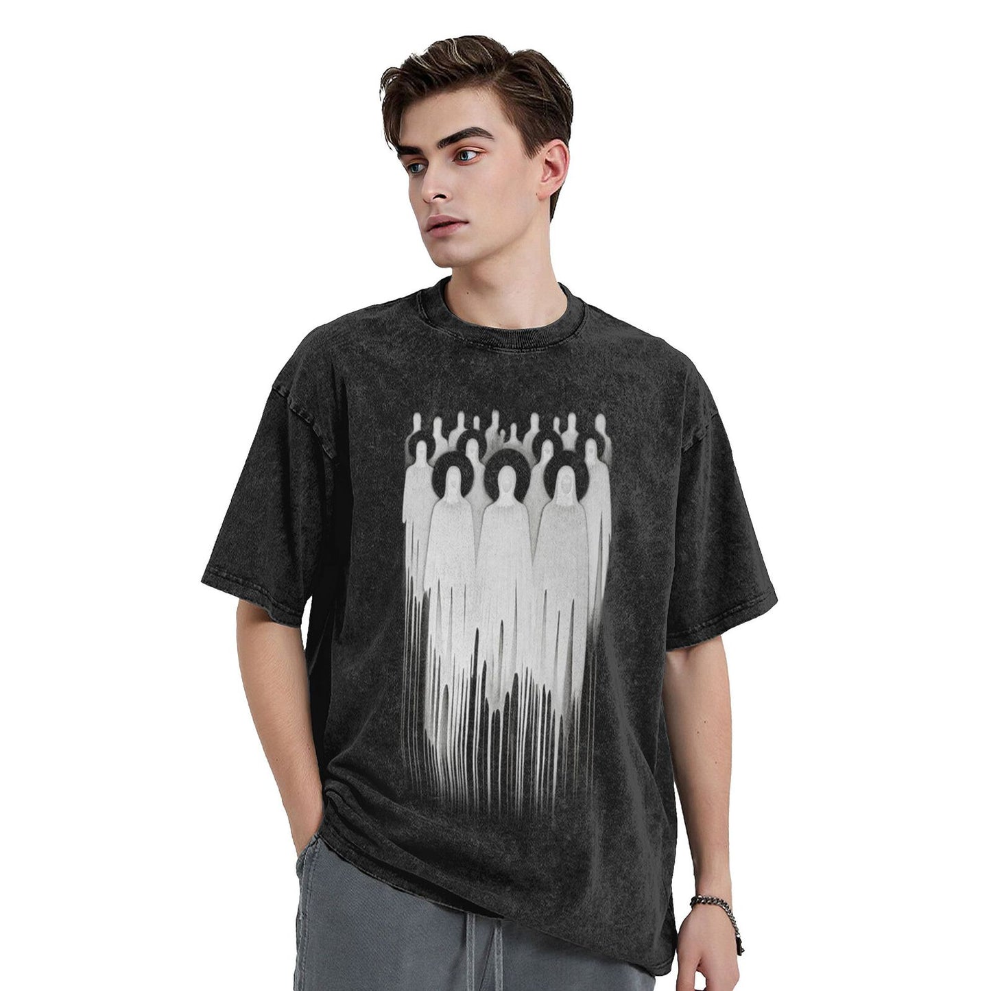 Men's Classic Cotton Crew Neck T-Shirt - Lightweight Textured Fabric with Illustrated Prints for Casual Outfits GOT008W