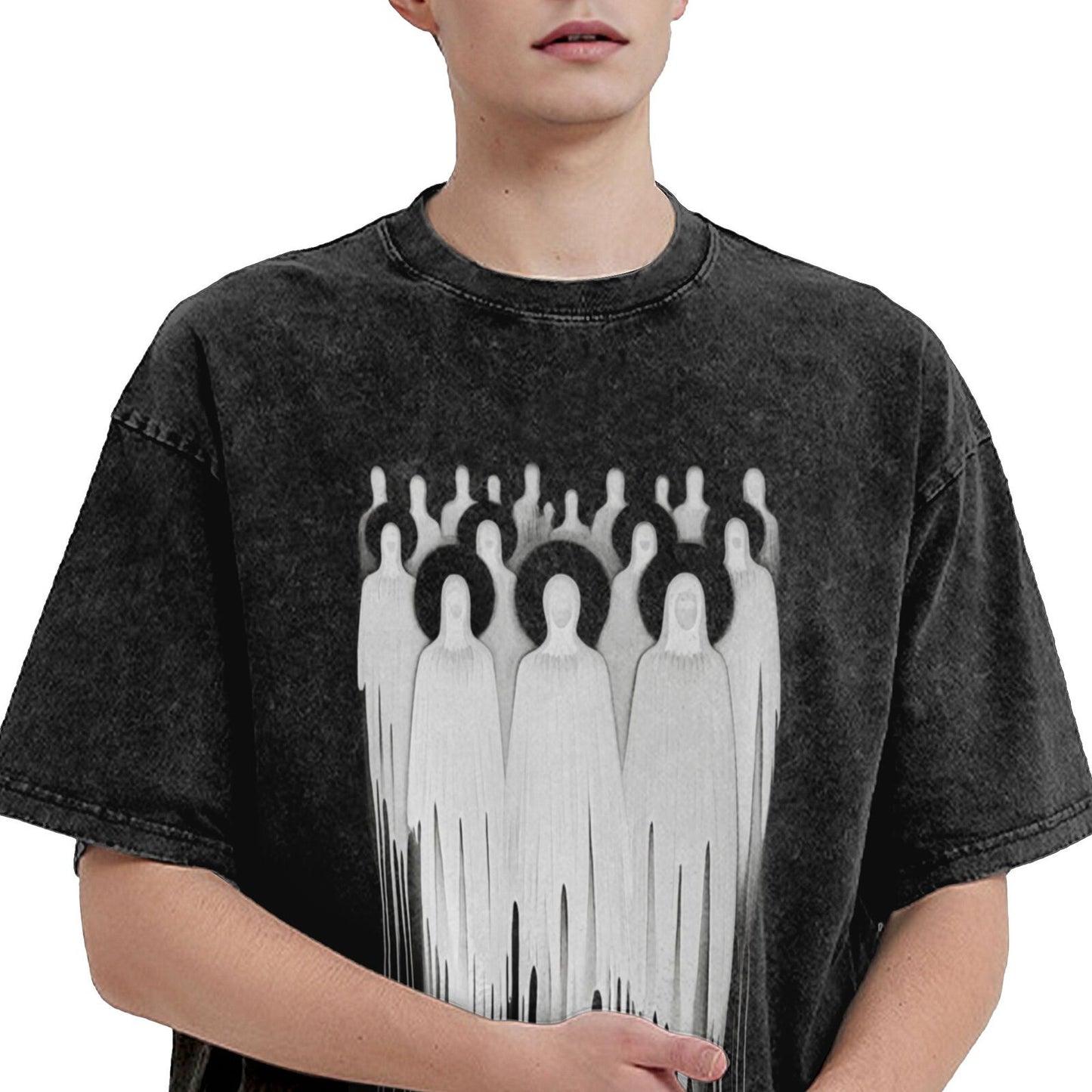 Men's Classic Cotton Crew Neck T-Shirt - Lightweight Textured Fabric with Illustrated Prints for Casual Outfits GOT008W
